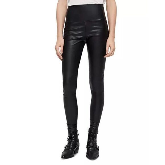 ALLSAINTS Cora Faux Leather Leggings size 8 Black - Picture 1 of 8